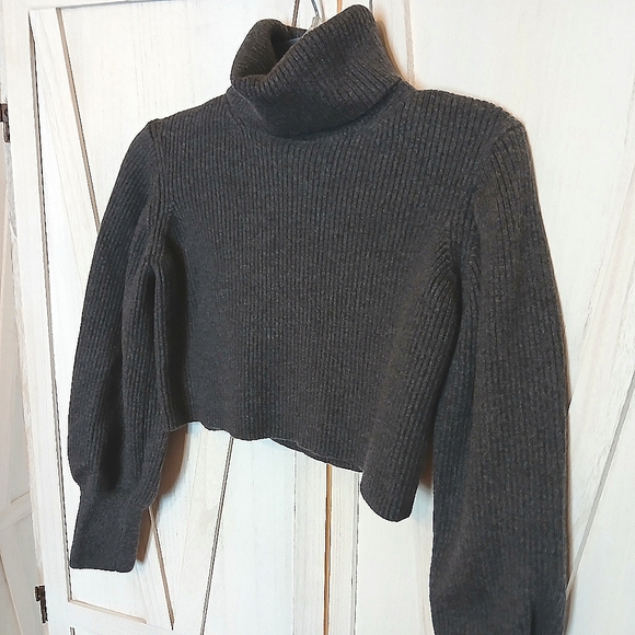 Wilfred Gray Cropped Turtleneck Sweater - M - Picture 3 of 6